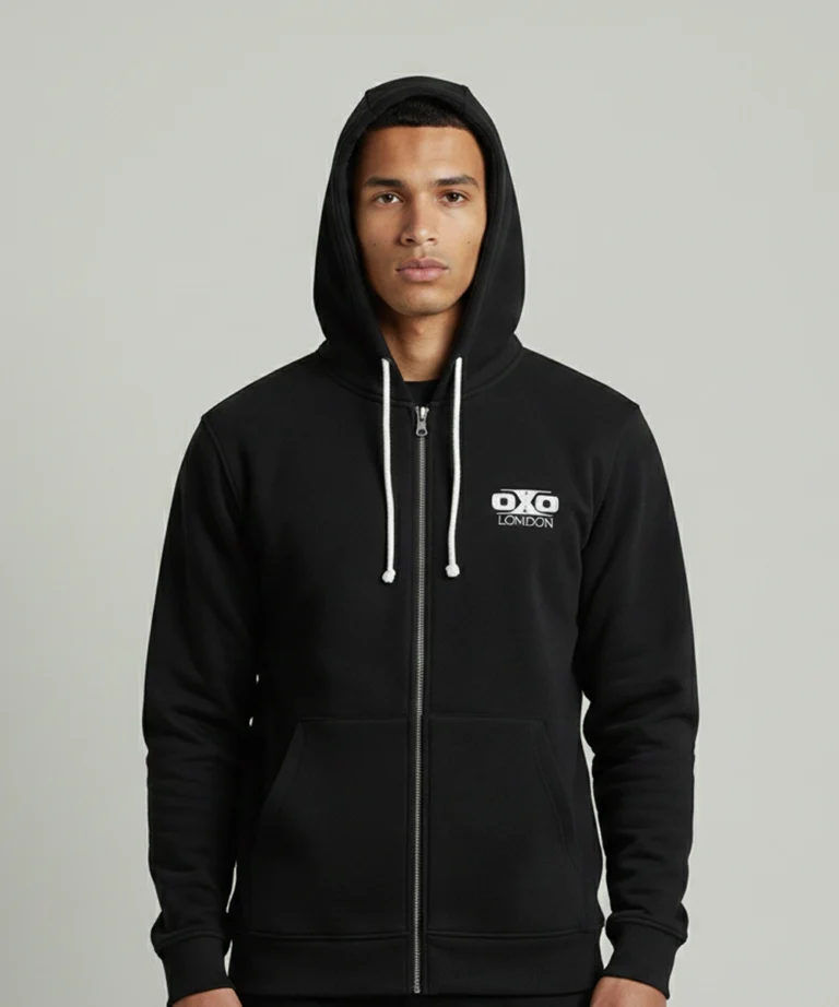 Black Bonded Full Zip Hoodies