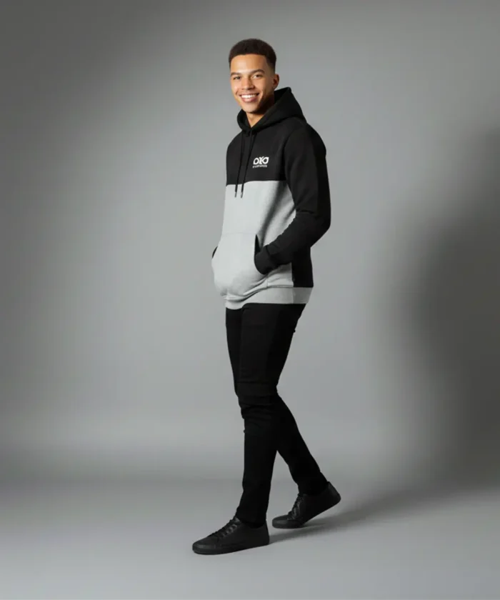 Multicolor Premium Hoodie Sweatshirt with Side Pockets | Regular Fit | Printed Black & Grey Casual Wear