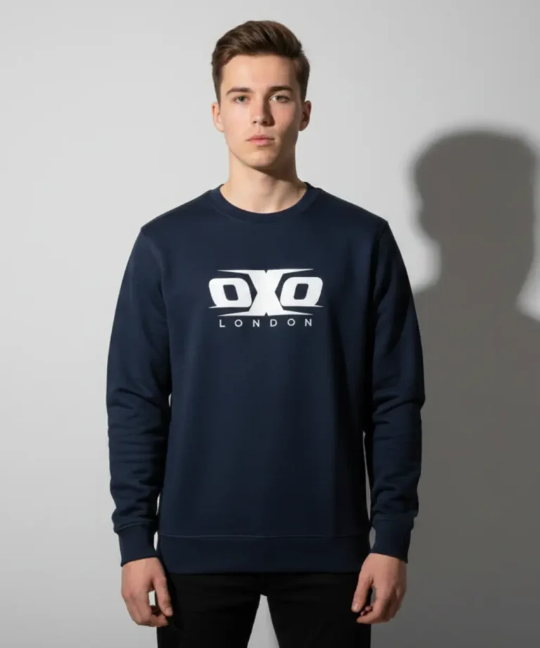 Men’s Premium Crew Neck Sweatshirts Printed Navy Blue Casual Wear
