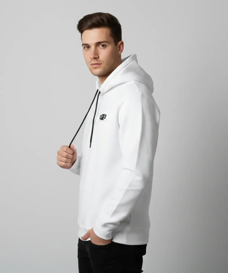 Men’s Premium Hoodie Sweatshirt with Side Pockets | Regular Fit | White Casual Wear