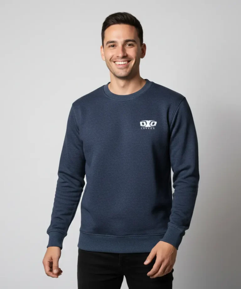 Premium Men’s Denim Blue Crew Neck Sweatshirts | Denim Blue Casual Wear