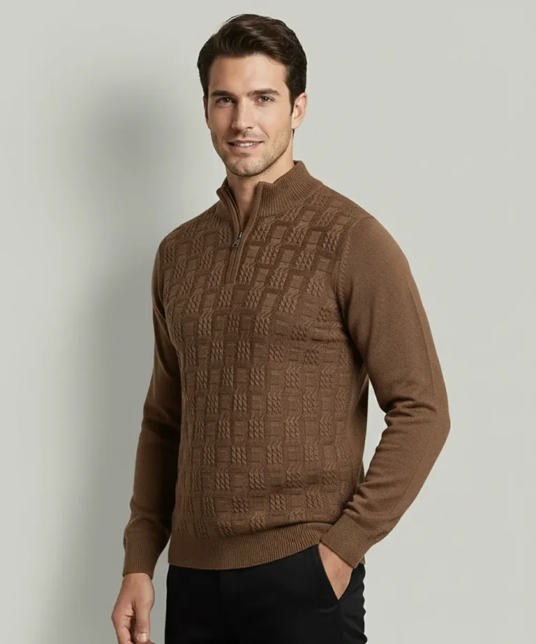 Half Zip Sweater - Brown