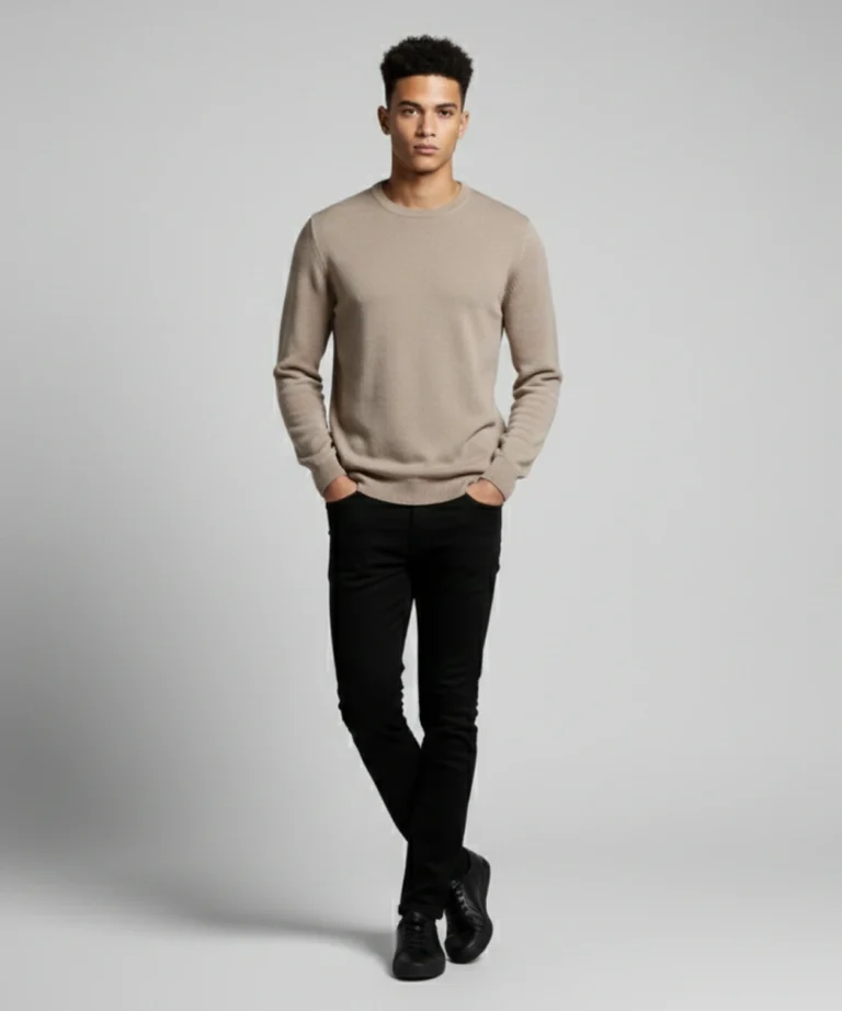 Beige-Sand  crew neck pullover