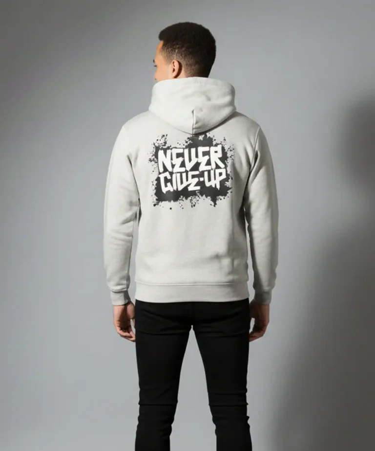 Men’s Premium Hoodie Sweatshirt with Side Pockets | Regular Fit | Printed Light Grey Casual Wear