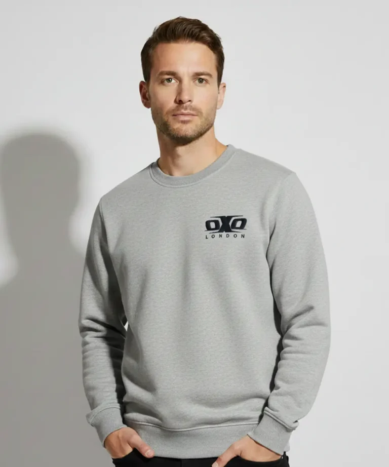 Men’s Premium Crew Neck Sweatshirt with Side Pockets | Regular Fit | Grey Printed Casual Wear