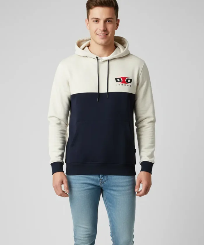 Multicolor Premium Hoodie Sweatshirt with Side Pockets | Regular Fit | Printed Black & Cream Casual Wear