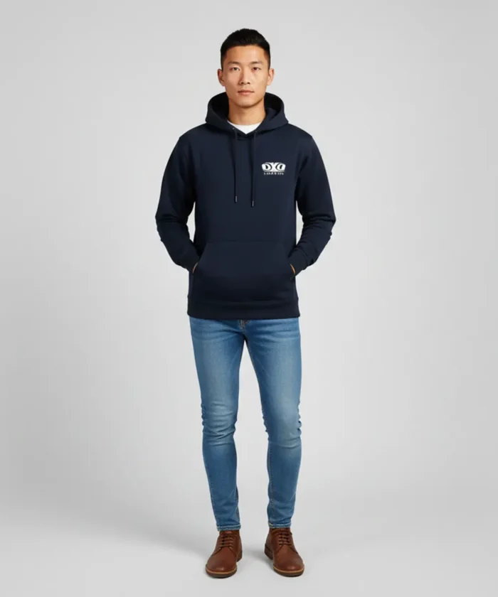 Men’s Premium Hoodie Sweatshirt with Side Pockets | Regular Fit | Printed Navy Blue Casual Wear