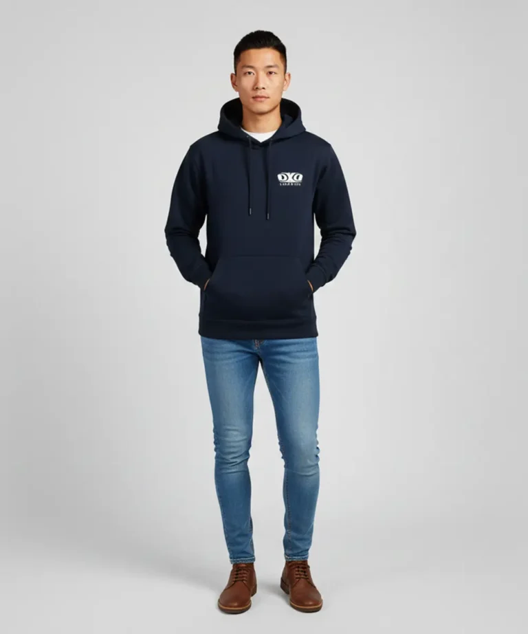 Men’s Premium Hoodie Sweatshirt with Side Pockets | Regular Fit | Printed Navy Blue Casual Wear
