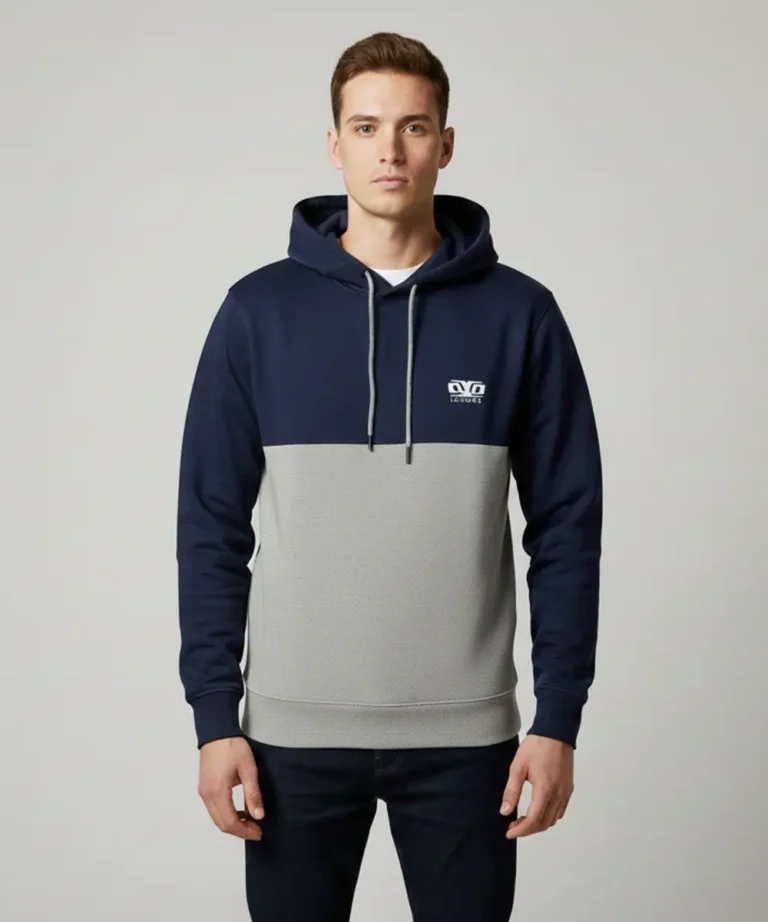 Multicolor Premium Hoodie Sweatshirt with Side Pockets | Regular Fit | Navy Blue & Grey Casual Wear