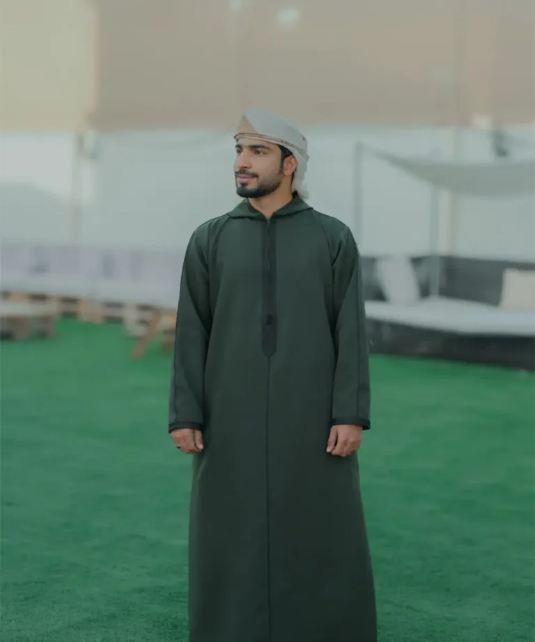 Premium Men’s Modern Thobe –DARK GREEN | HOODIE